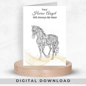 Carte de sympathie imprimable pour la perte d'un cheval, carte de voeux pour deuil équin, message de condoléances numérique, design minimaliste, cadeau du souvenir