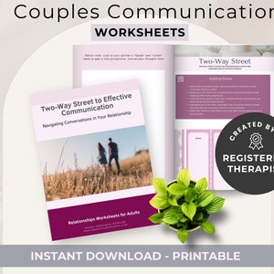 Couples Communication Worksheet Pdf, Relationship Workbook for Couples, Two Way Street Effective, Relationship Therapy Resource, Download