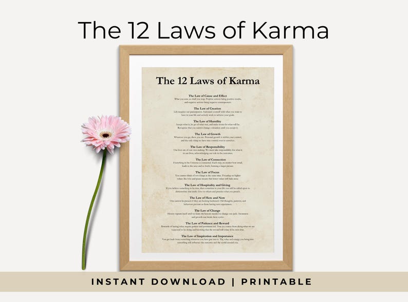12 Laws of Karma Poster, Digital Download, Karma Print, Law of ...