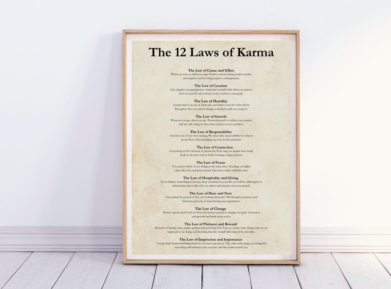 12 Laws of Karma Poster, Digital Download, Karma Print, Law of ...