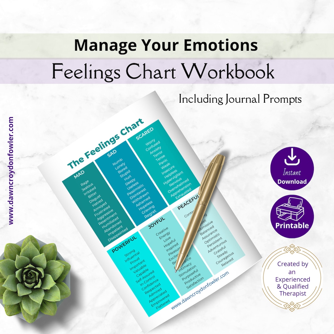 Feelings Chart Adults Emotions Chart PDF Emotions Chart for - Etsy