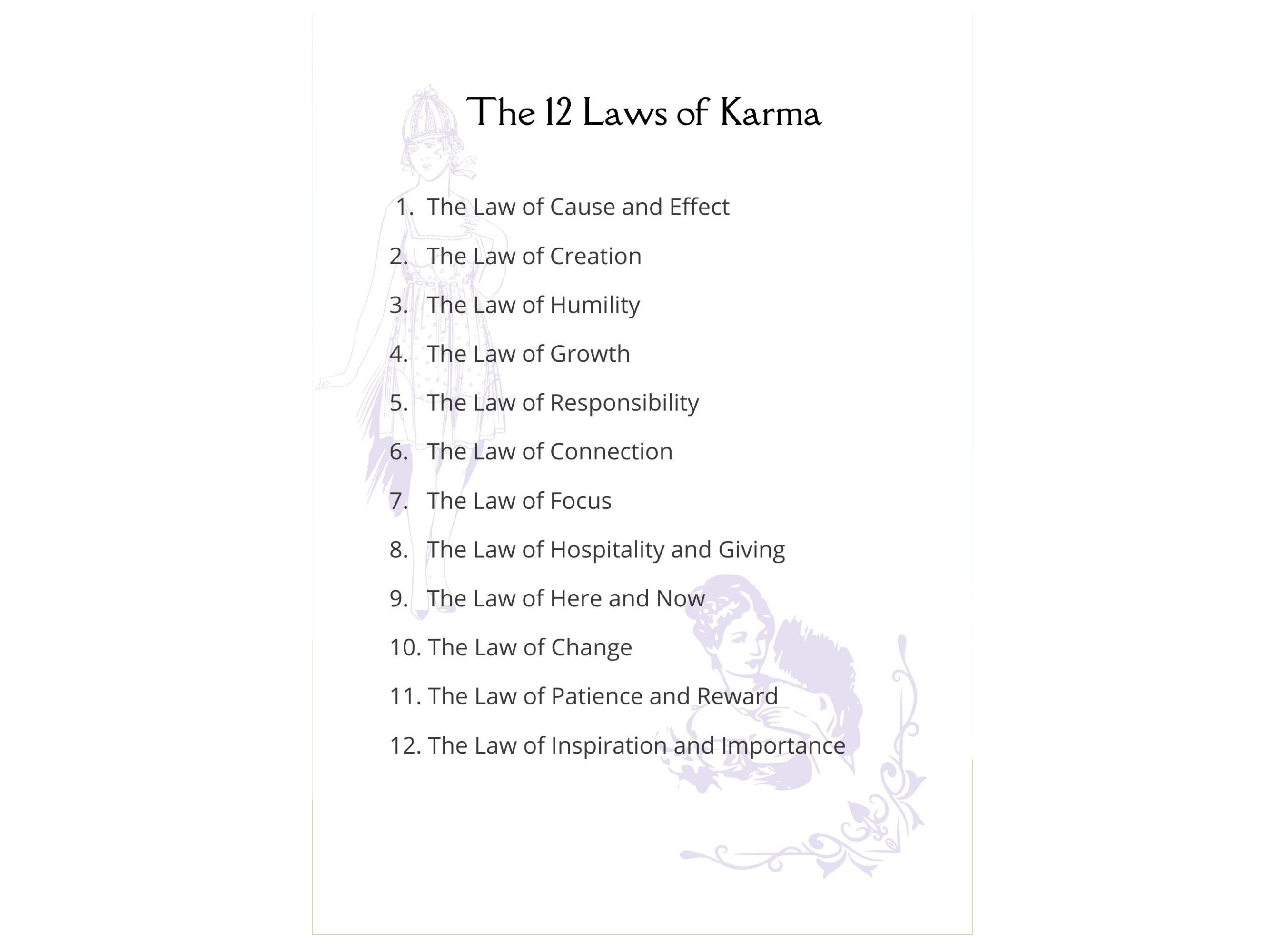 12 Laws of Karma Poster PDF, Eastern Philosophy PNG, Cause Effect Words ...
