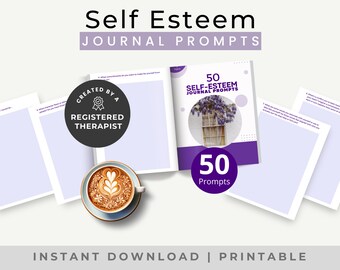 Self Esteem Journal Prompts, Self confidence Prompts Notebook, Writing therapy for building your Self-Esteem, Journaling Digital Download