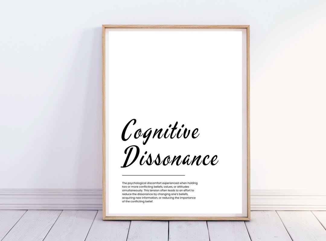 Cognitive Dissonance Definition Poster, Minimalist Mental Health