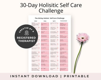 30 day Self Improvement challenge, Pink Holistic Self Care Printable