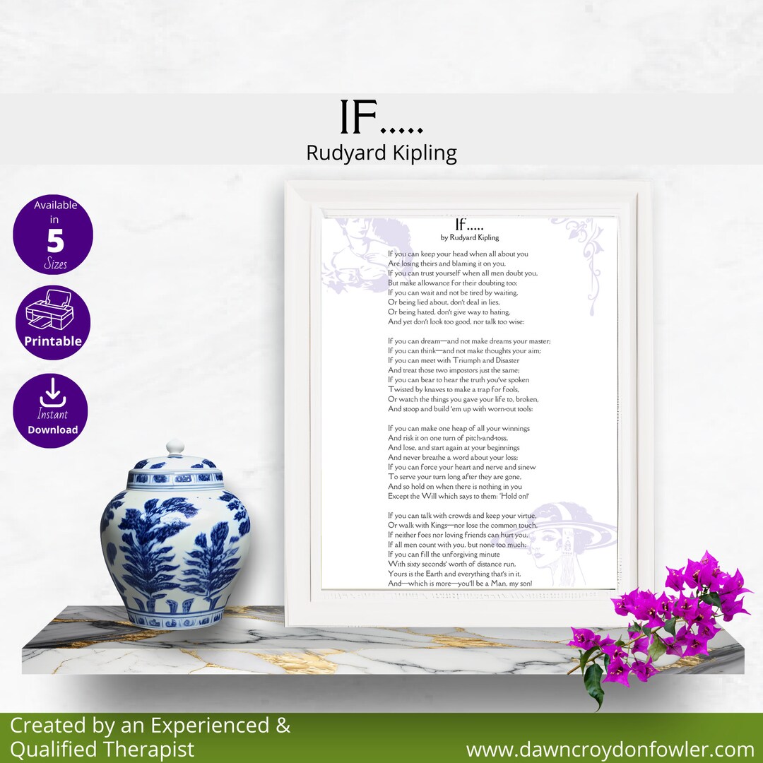 IF by Rudyard Kipling Poem Poem Wall Art Printable Poetry - Etsy