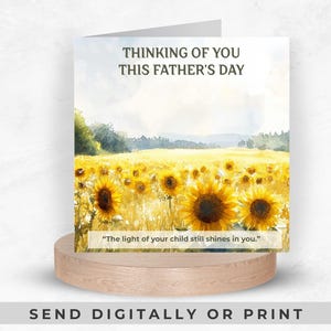 Einzigartige Beileidskarte zum Vatertag, Sonnenblume Trauerkarte, trauernder Vater zum Ausdrucken, Geschenk zur Unterstützung bei Kindesverlust, emotionale digitale Karte
