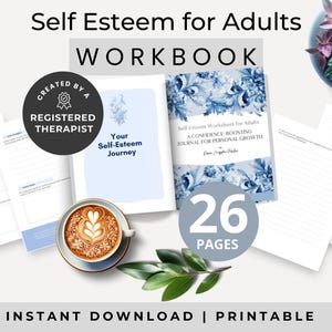 Self Esteem Worksheet for Adults, Self Worth Booster Journal, Printable Therapy Worksheets, Confidence Building Tools, Digital Download