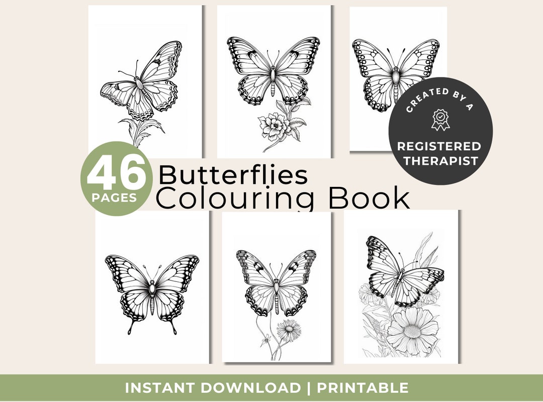 Butterflies Coloring Pages, Butterfly Colouring Book for Relaxation