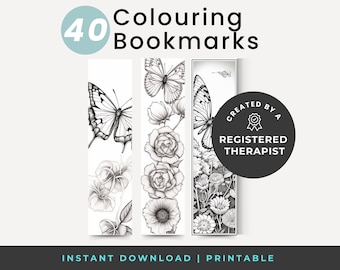 Butterfly Coloring Bookmarks for Adults, Printable Art Therapy, Download