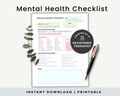 Mental Health Checklist for Adults, Mental Health Tracker, Daily Mood Tracker Print, Mental health check in sheets, Mood tracker PDF, Pastel