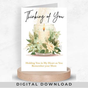 Loss Of Mother Remembrance Card, Candles Design Printable Sympathy gift, Thinking of You,  Download