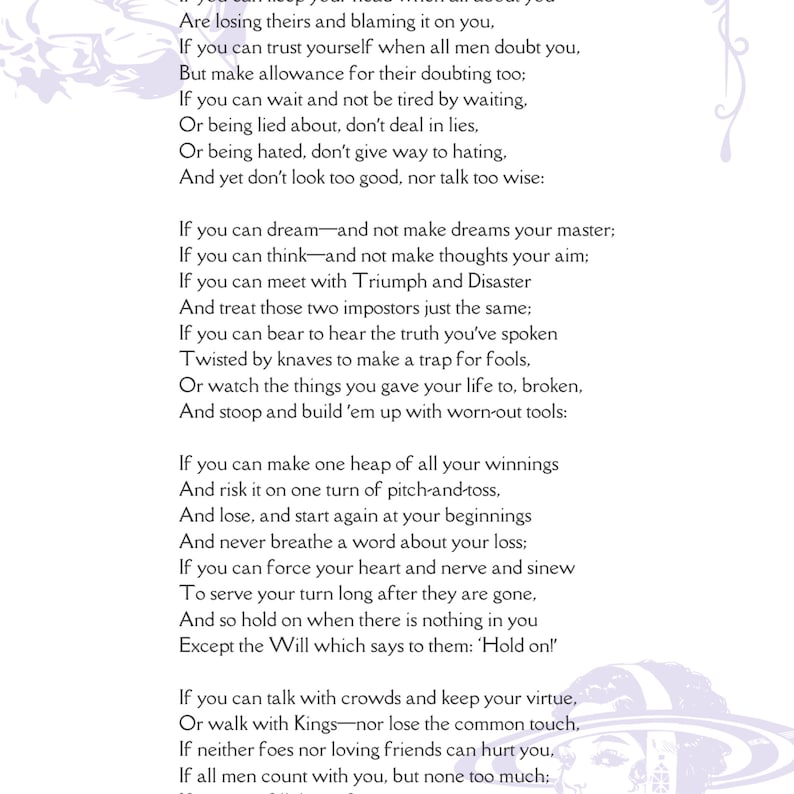 If Poem by Rudyard Kipling If Poem PDF Poem for Dad Poetry - Etsy
