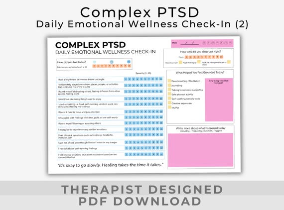 Complex PTSD Resource, Printable Trauma Recovery for Adults, PDF Worksheet