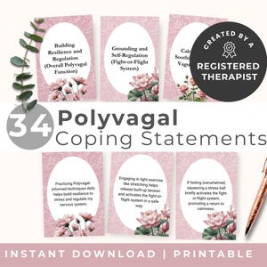 DBT Kartendeck, Polyvagal-Theorie Bewältigungsanweisungen, Dialektisch-Verhaltenstherapie-Fähigkeiten, Emotionsregulierungs-Karteikarten, digitaler Download
