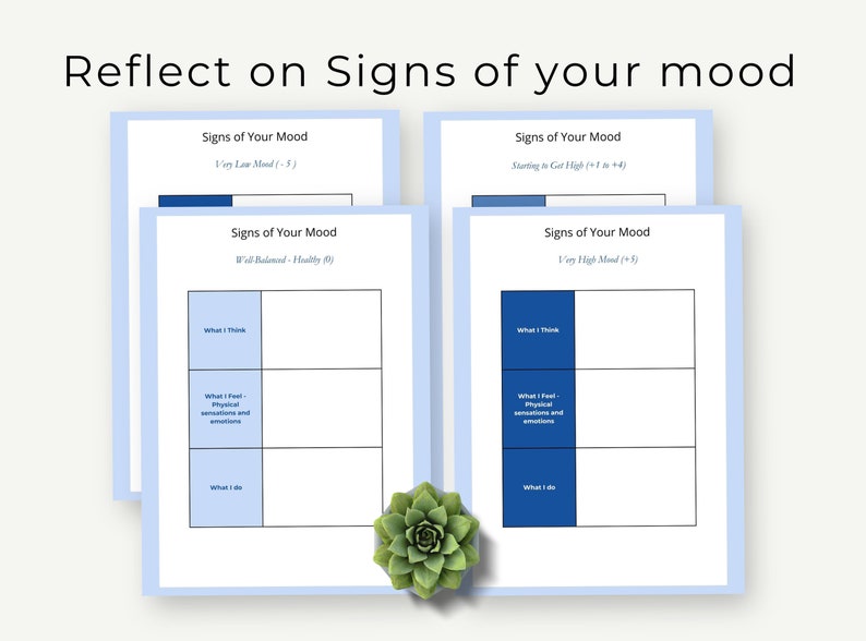 Bipolar Mood Tracker Printable Pdf, Mental Health Journal PDF, Manic ...