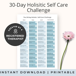 Holistic 30 day Self Care Challenge Pdf, Printable Activity for Daily Wellness Routine, Inner Child Healing, Mental health wellbeing