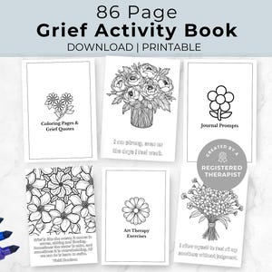 Grief Activity for Adults, Floral Grief Loss Activities Printable, Bereavement Journal Prompts, Art Therapy, Coloring Affirmations, Download