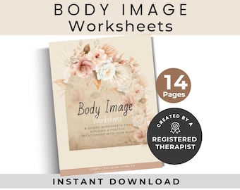 Cbt Worksheets For Body Image, Boho Self Esteem Therapy Tools, PDF A4 & Us Letter