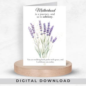 Carte sobre pour la fête des mères, cadeau imprimable AA NA Recovery, carte de voeux encourageante pour la guérison d'une dépendance, Png Pdf cadeau vie sobre pour maman,