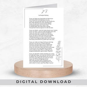 Wenn von Rudyard Kipling, Minimalistisches Design Grußkarte, Gedicht Grußkarte, ermutigendes Geschenk, Gedicht für psychische Gesundheit, printable Download