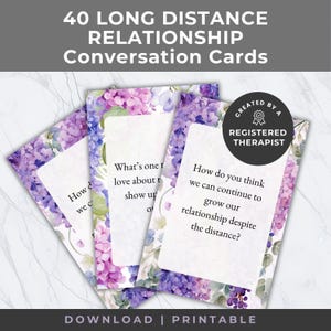 Long Distance Relationship Conversation Cards, Conversation Starters Printable for Virtual Date Night Game Prompts, Download