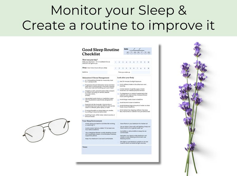 Insomnia Worksheet for Adults, Sleep Hygiene Checklist for Adults, Self ...