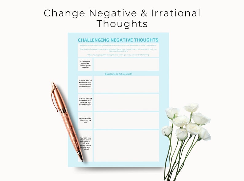 Cognitive Behavioral Therapy Worksheets, Challenging Negative Thought