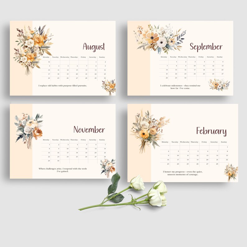 Sobriety Calendar 2026, Boho Design With Recovery Affirmations, 3 ...