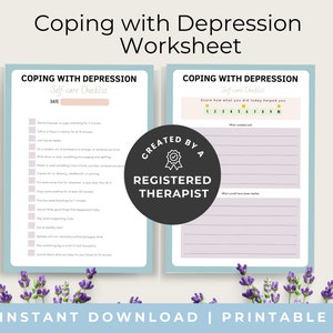 May include: Printable self-care worksheets for coping with depression. The worksheets include a self-care checklist and a self-assessment to track daily progress. Created by a registered therapist.