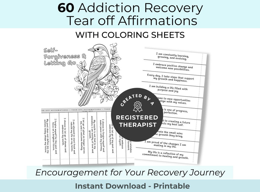 Tear off Affirmation, Birds Recovery Coloring Pages, Sobriety Support ...