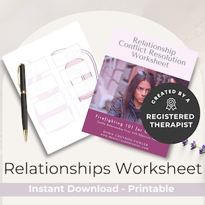 Conflict resolution in Relationships Pdf, Resolving conflict relationship, Couples Counselor Worksheet, Therapy Handout, Digital Download
