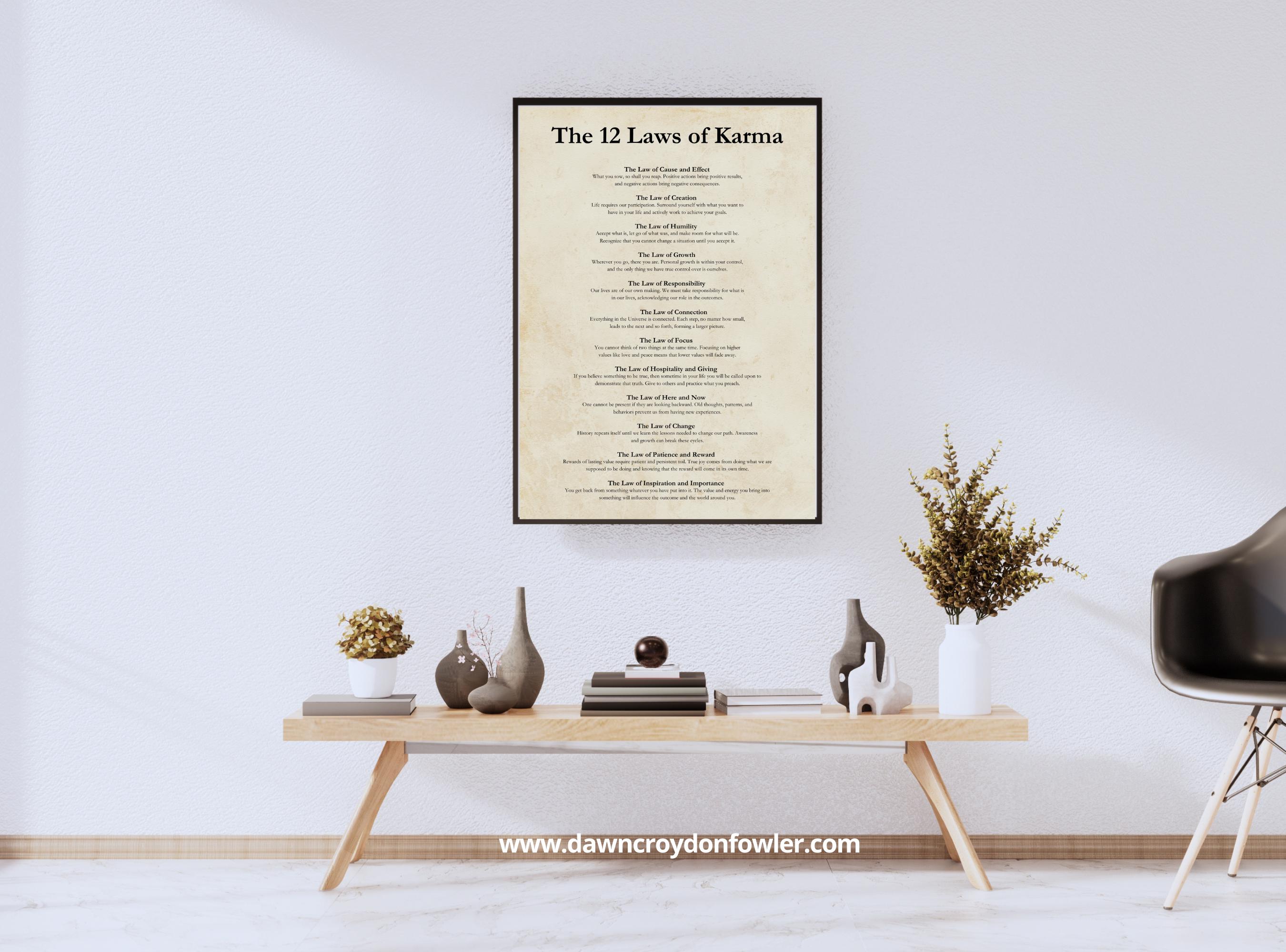 12 Laws of Karma Poster, Digital Download, Karma Print, Law of ...