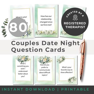 Date Night Cards to Print, Couples Intimacy Cards, Downloadable Date Cards, Relationship improvement, Couples Therapist Handout, Download