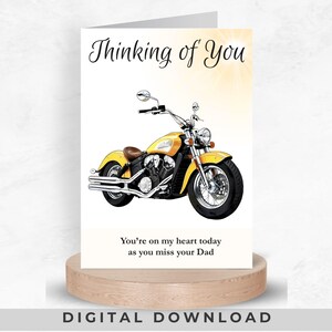 Carte de voeux pour papa de moto, pensée pour vous, carte pour la perte d'un père, fils et fille en deuil, versaire de l'ange de l'enfant, téléchargement imprimable