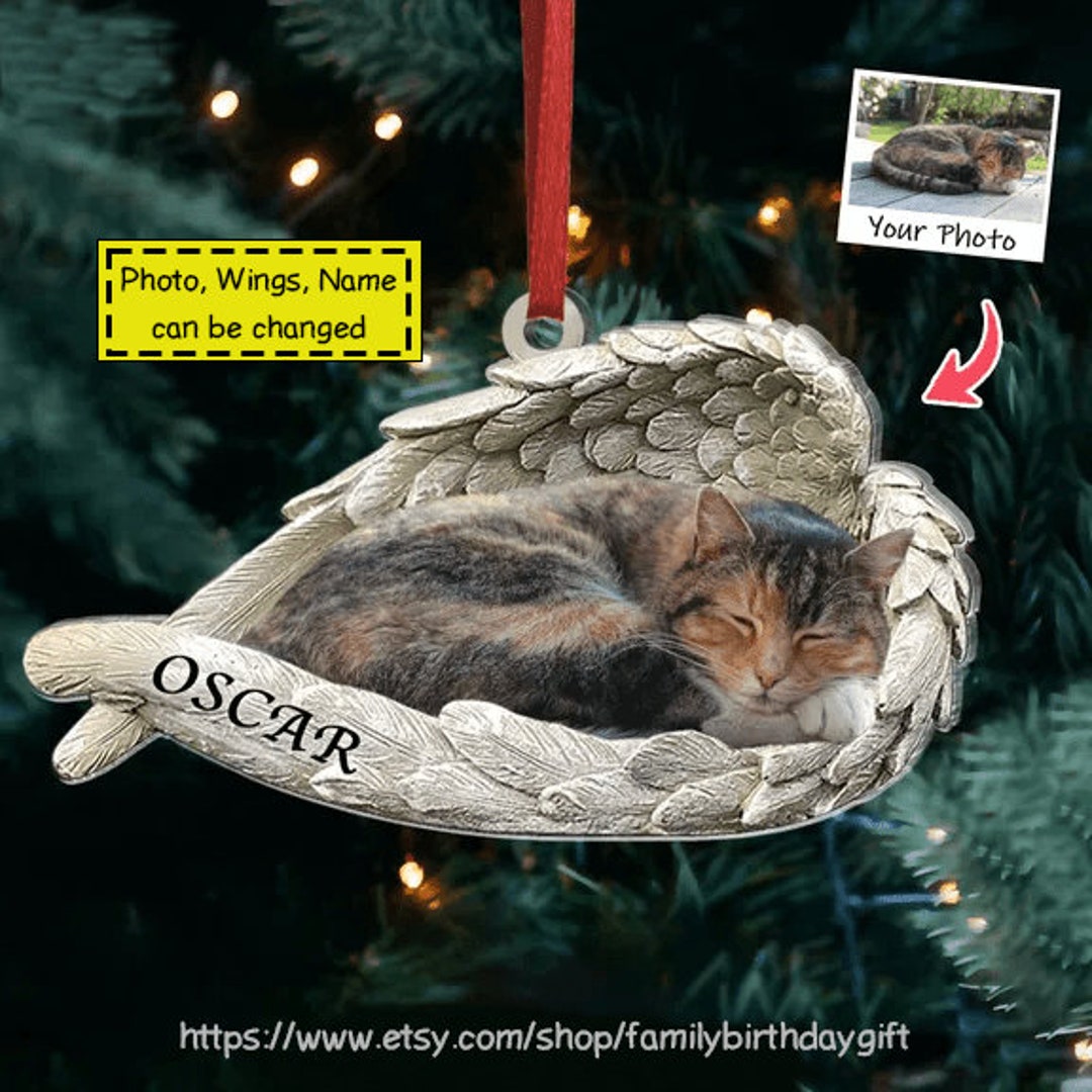 Personalized Photo Cat Loss Memorial Ornament Sleeping Pet Etsy UK