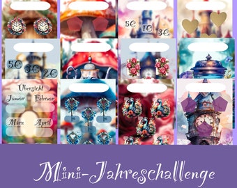 Mini Jahreschallenge / passend für den Mini Binder / Papier 300g