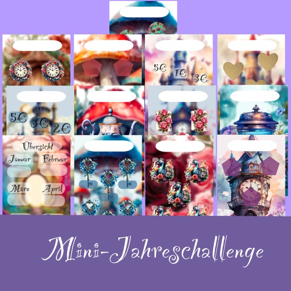 Mini Jahreschallenge / passend für den Mini Binder / Papier 300g