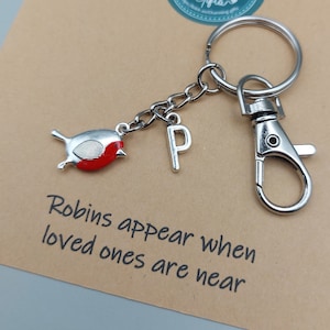 Robins Appear When Loved Ones Are Near, Red Robin Keyring, Tibetan Silver Personalised Charming Gifts, Memorial Charm, Remembrance Gift.