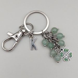 Four Leaf Clover Keyring, Lucky Keychain, Charming Gifts, Personalised Jewellery, Encouragement Gift, Motivational Quotes, Good Luck Gift.