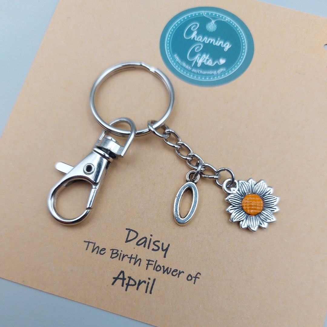 Daisy Keyring – Handpainted Flower Bag Charm, Floral Keychain Gift for ...
