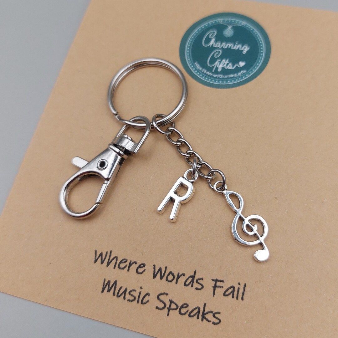 Key Ring Note Treble Clef Music Note Keyring, This Has a Swivel Lobster Clasp on a 2 ...