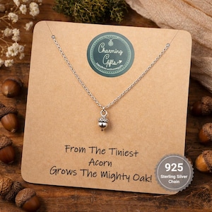 Acorn Necklace – Tibetan Silver Charm on a Sterling Silver Chain, Includes Personalised Backing Card