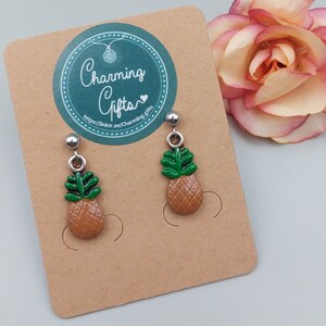 Pineapple Earrings, Charming Gifts, Personalised Jewellery, Encouragement Gift, Motivational Quote, Affirmation for Success, Positivity Gift