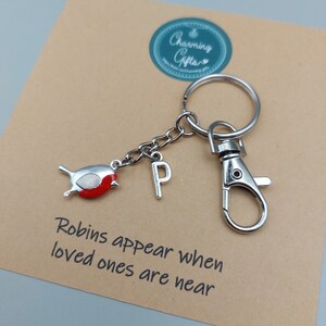 Robins Appear When Loved Ones Are Near, Red Robin Keyring, Tibetan Silver Personalised Charming Gifts, Memorial Charm, Remembrance Gift.