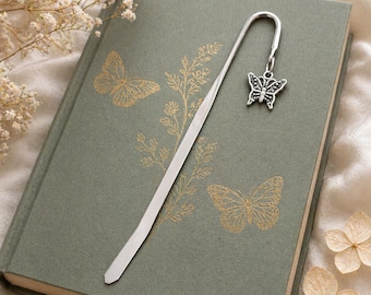 Butterfly Bookmark – Tibetan Silver Charm on a Metal Book Marker, Includes Personalised Backing Card