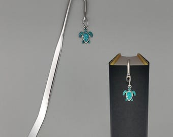 Turtle Bookmark – Tibetan Silver Charm on a Metal Book Marker, Includes Personalised Backing Card