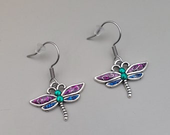 Dragonfly Earrings, Charming Gifts, Personalised Jewellery, Encouragement Gift, Motivational Quote, Affirmation for Success, Positivity Gift
