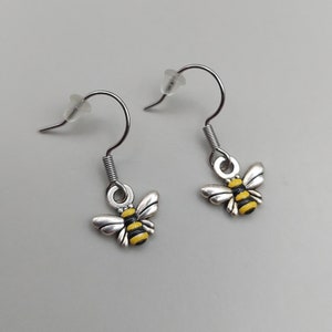 Dainty Hand-Painted Bee Earrings – Nature Inspired Jewellery Gift for Bee Lovers Gardeners Friends Unique Handmade Accessory