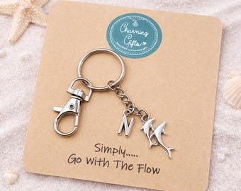 Dolphin Keyring – Tibetan Silver Charm on a Swivel Clasp Keychain, Includes Personalised Backing Card